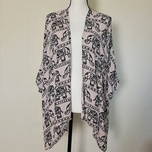 Forever 21 Size S Elephant Print Kimono Cover Up Open Front Short Kimono Sleeve